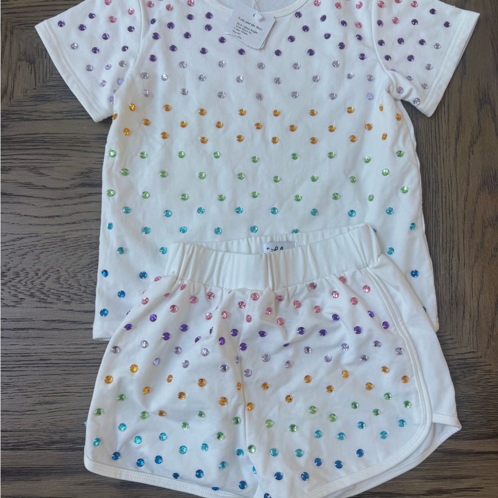 Lola + The Boys White Rainbow Sequin Kids Set